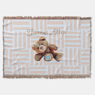 Personalisierte Blanket, Teddy Bear Blue und Brown Decke