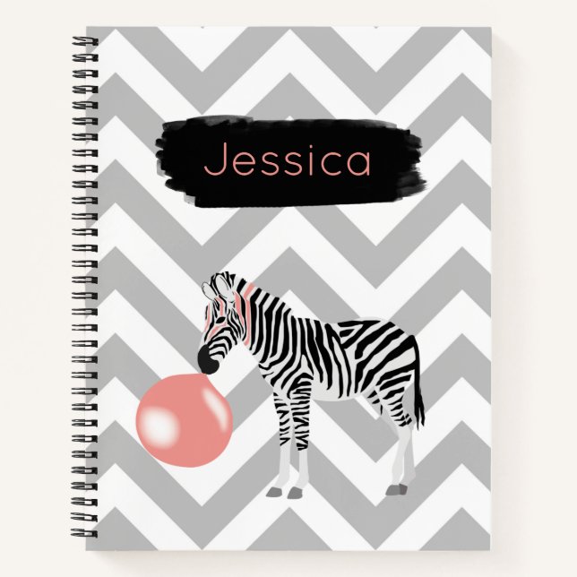 Personalisierte Blase Gum Zebra Blasen Blase Notizbuch (Vorderseite)