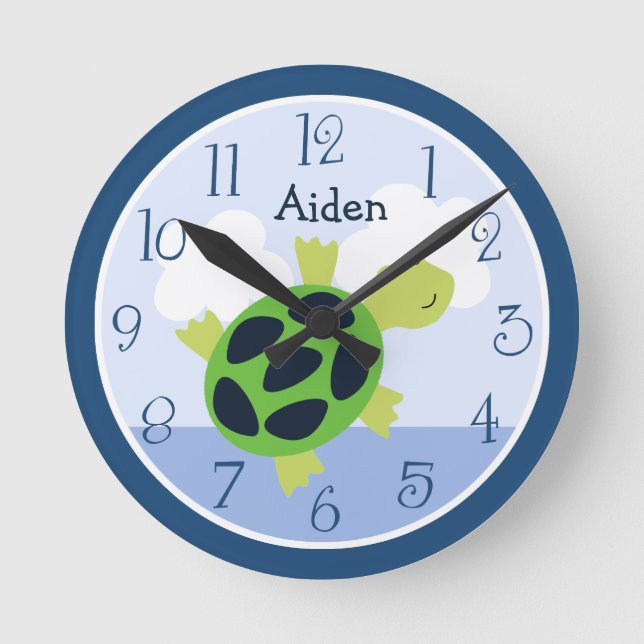 Personalisierte Blasen Turtle Kids Uhr (Vorderseite)