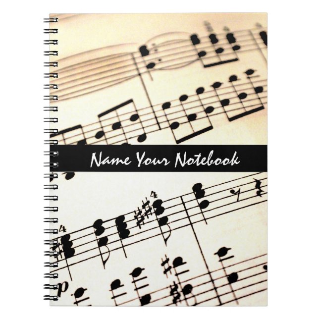 Personalisierte Blatt-Musiknoten-Notebook Notizblock (Vorderseite)