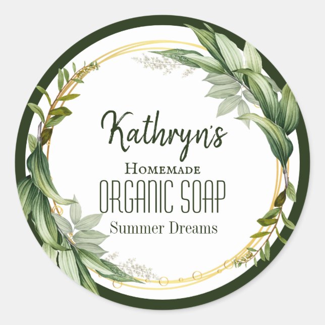 Personalisierte Blätter der Natur Runder Aufkleber (Vorderseite)