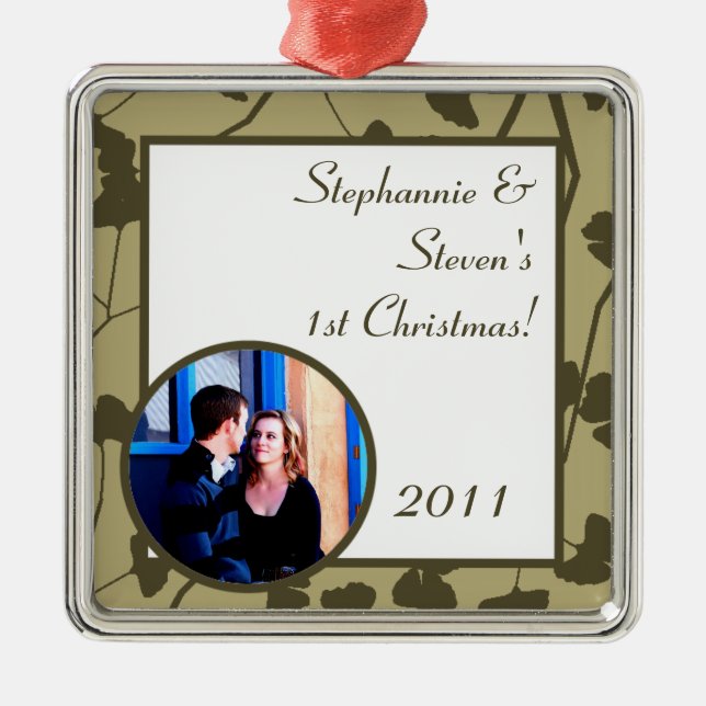 Personalisierte Blätter für benutzerdefinierte Orn Silbernes Ornament (Vorne)