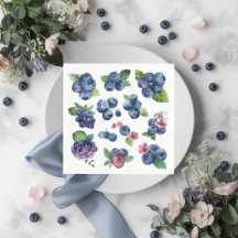 Personalisierte Blaubeer-Blumen-Papier-Servietten