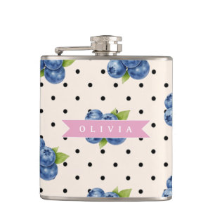 Personalisierte Blaubeer-Polka-Dot Süße Vintage Flachmann