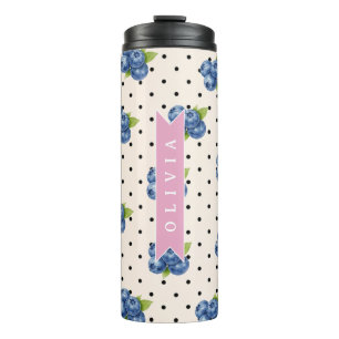 Personalisierte Blaubeer-Polka-Dot Süße Vintage Thermosbecher