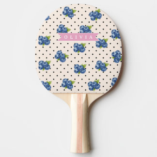 Personalisierte Blaubeer-Polka-Dot Süße Vintage Tischtennis Schläger