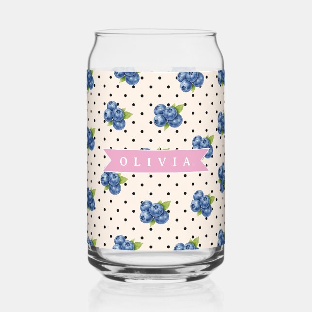 Personalisierte Blaubeer-Punkte Süße Retro-Optik Dosenglas (Vorderseite)