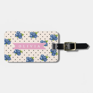 Personalisierte Blaubeer-Punkte Süße Retro-Optik Gepäckanhänger