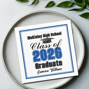 Personalisierte blaue Abiturparty Klasse 2026 Serviette