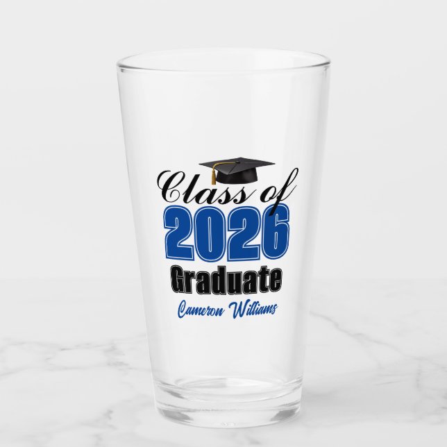 Personalisierte blaue Abschlussfeier der Klasse 20 Glas (Vorderseite)