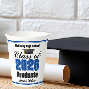 Personalisierte blaue Abschlussfeier der Klasse 20 Pappbecher