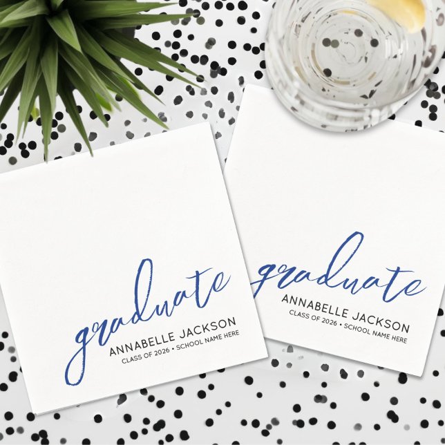 Personalisierte blaue Abschlussservietten Serviette (Personalized Blue Graduation Napkins )