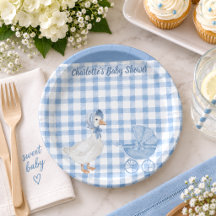 Personalisierte Blaue Aquarell-Gans-Baby-Party