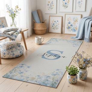 Personalisierte Blaue Blume Monogramm Yogmata Yogamatte