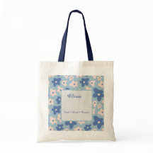 Personalisierte blaue Blumen-Markttasche