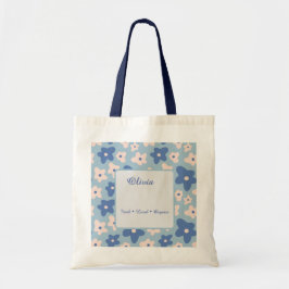 Personalisierte blaue Blumen-Markttasche Tragetasche