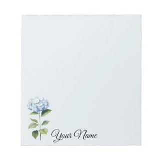 Personalisierte, blaue, Blumen-Notizen Notizblock