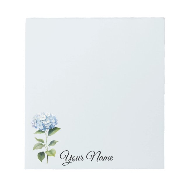 Personalisierte, blaue, Blumen-Notizen Notizblock (Vorderseite)