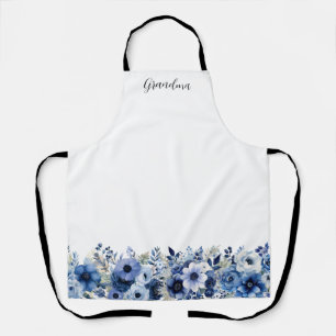 Personalisierte blaue Blumen Schürze
