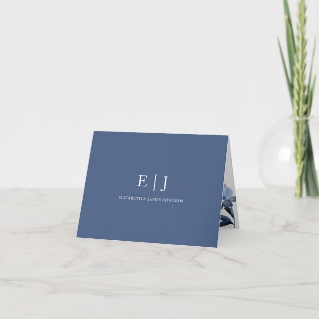 Personalisierte blaue Blumenmonogramm-Initialen fü (Vorderseite)