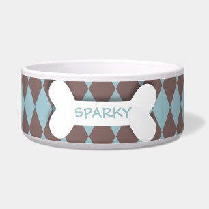 Personalisierte blaue checkered napf