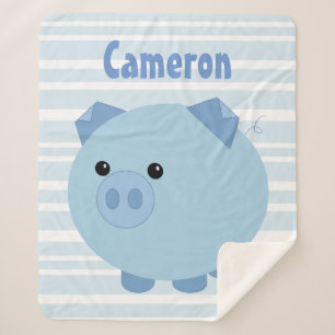 Personalisierte blaue Chubby Schwein Sherpa Decke Sherpadecke
