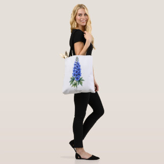 Personalisierte blaue Delphinium-Blumentasche | Wa