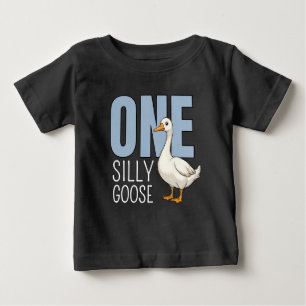 Personalisierte Blaue Eine Dumme Gans Erster Gebur Baby T-shirt
