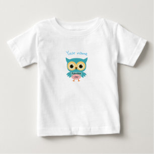 Personalisierte blaue Eule Baby T-shirt