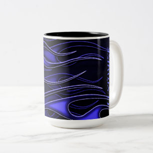 Personalisierte blaue Flammen Zweifarbige Tasse