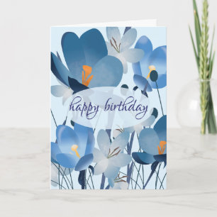 Personalisierte blaue florale Geburtstagsgrüße Karte