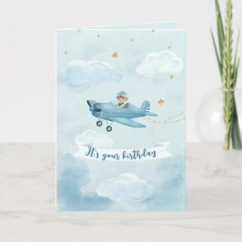 Personalisierte blaue Flugzeugt-Geburtstagskarte Karte