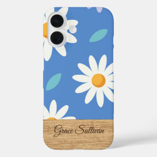 Personalisierte blaue Gänseblümchen-iPhone-Hülle iPhone 16 Hülle