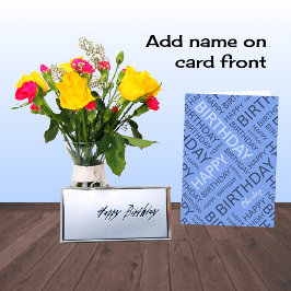 Personalisierte blaue Geburtstagsnamenstypographie Karte