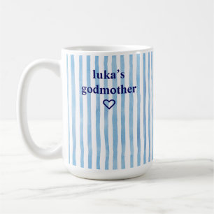 Personalisierte blaue gestreifte Patentante Kaffeetasse