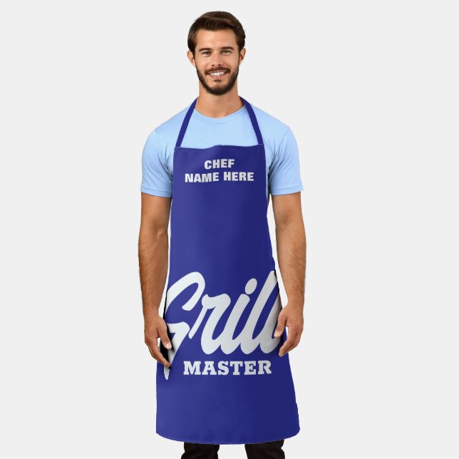 Personalisierte blaue Grill Master BBQ-Schürze für Schürze (Getragen)