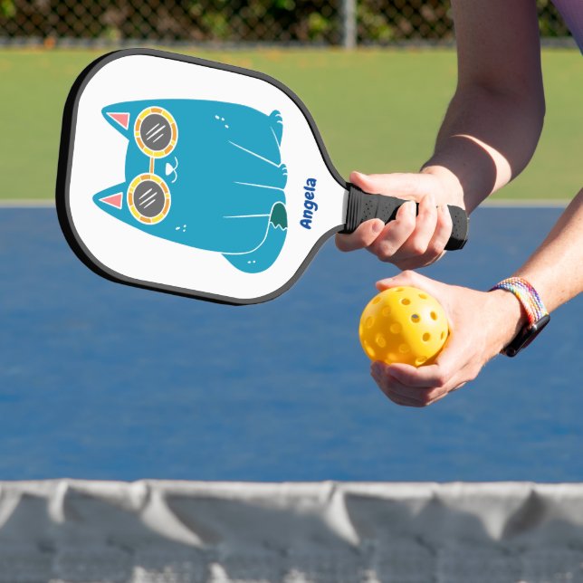 Personalisierte blaue Katze Pickleball Schläger (InSitu)