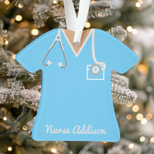 Personalisierte Blaue Krankenpfleger Arbeitskleidu Ornament