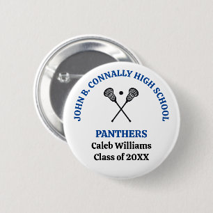Personalisierte Blaue Lacrosse-Schulmannschaft der Button