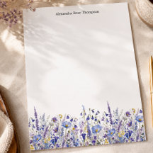 Personalisierte Blaue Lila Wildblumen-Aquarell 