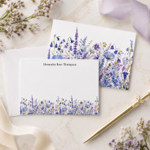 Personalisierte Blaue Lila Wildblumen-Aquarell