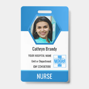 Personalisierte blaue Mitarbeiter-ID, Foto, Name Ausweis