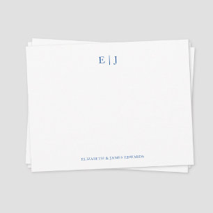 Personalisierte blaue Monogramm-Anfangsbuchstaben Mitteilungskarte