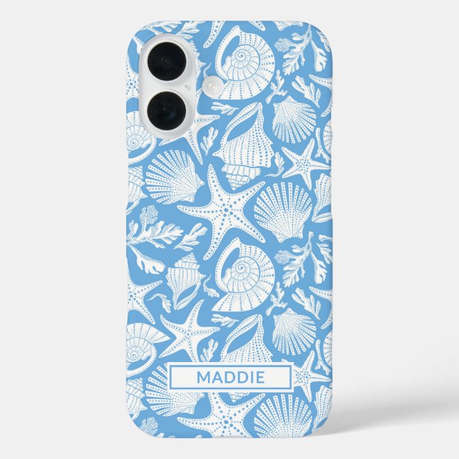 Personalisierte Blaue Muscheln Case-Mate iPhone Hülle (Rückseite)