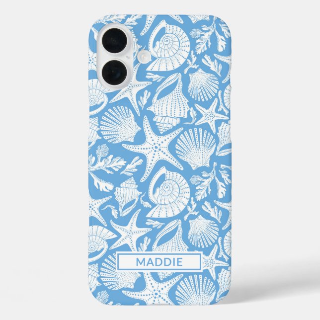 Personalisierte Blaue Muscheln Case-Mate iPhone Hülle (Rückseite)