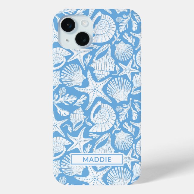 Personalisierte Blaue Muscheln Case-Mate iPhone Hülle (Rückseite)