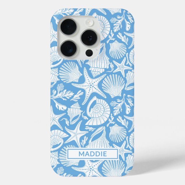 Personalisierte Blaue Muscheln Case-Mate iPhone Hülle (Rückseite)