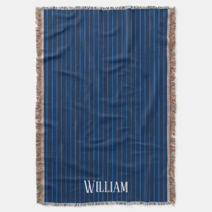 Personalisierte blaue Nadelstreifen Decke