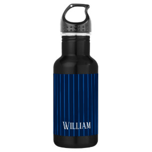 Personalisierte blaue Nadelstreifen Edelstahlflasche
