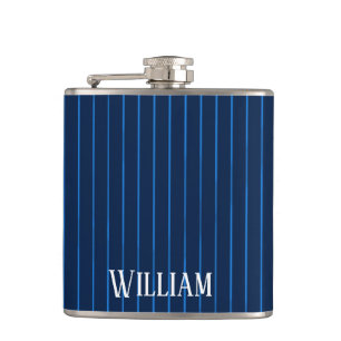 Personalisierte blaue Nadelstreifen Flachmann